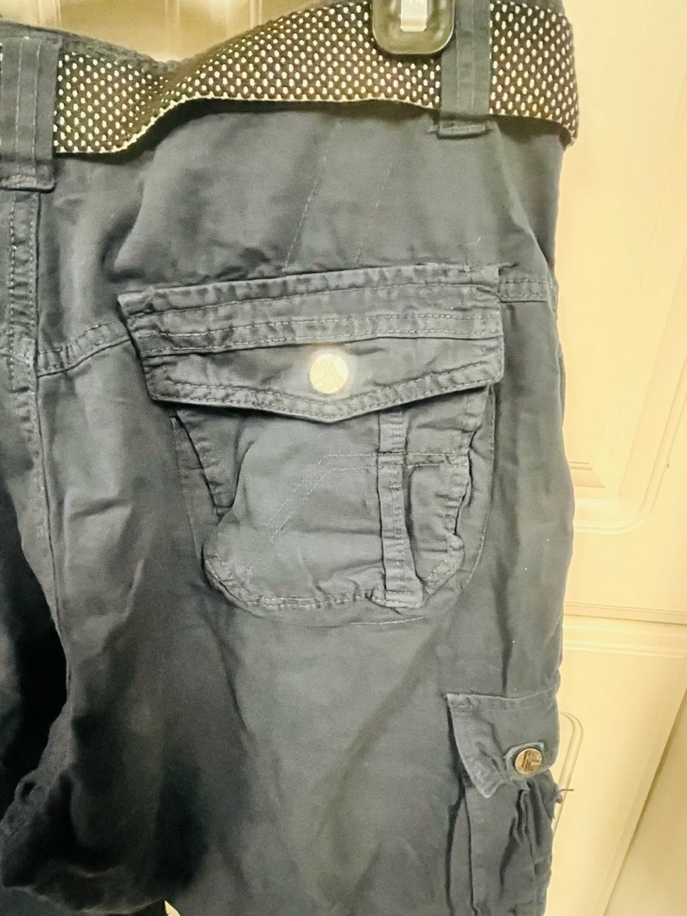 Men's Navy Cargo Shorts with Utility Belt